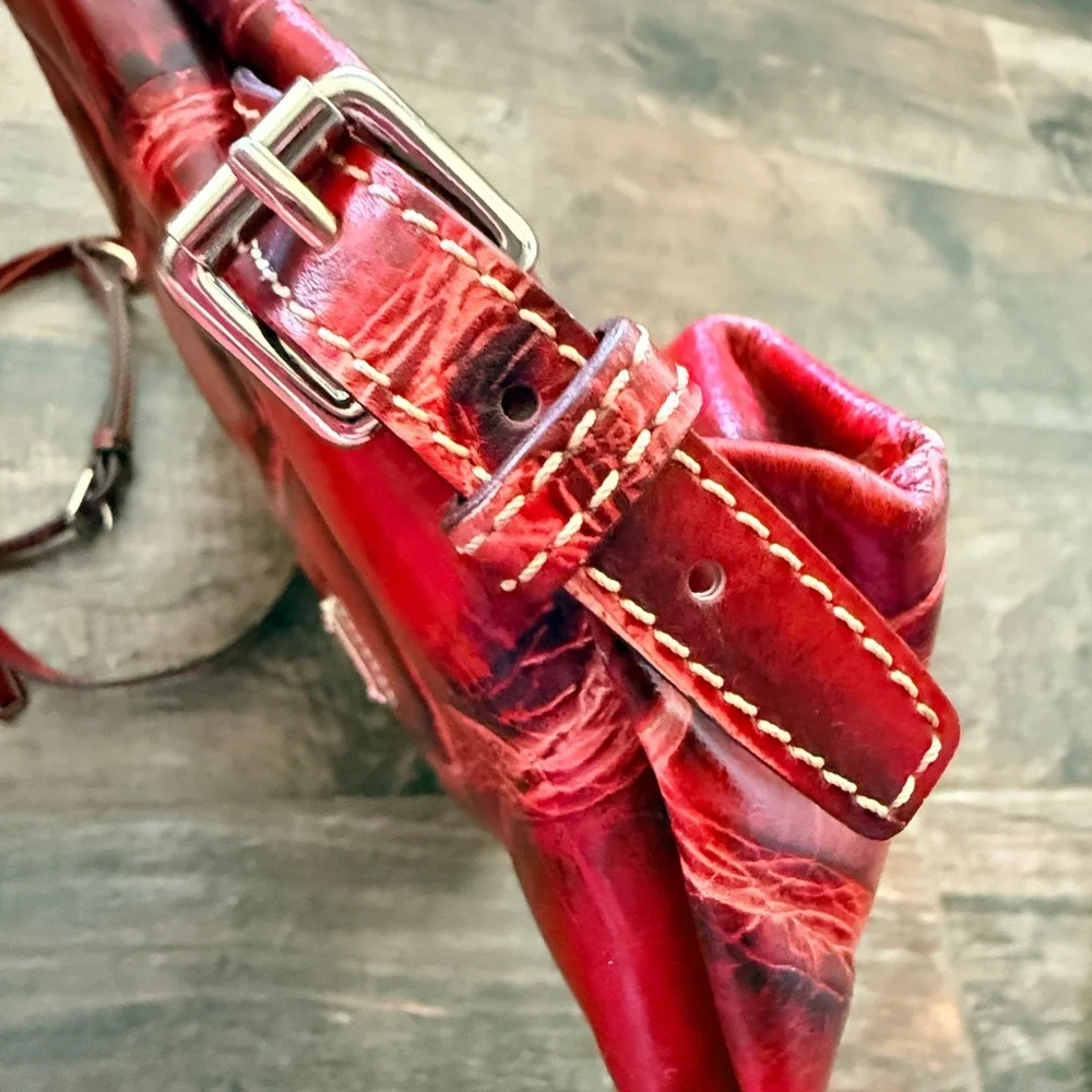 Dooney & Bourke Vintage Red Croc Embossed Leather Crossbody Bag, Medium